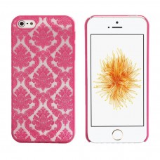 iPhone SE 5 5s - Carved Damask Vintage Pattern Matte PC Hard Protective Cover Case - Pink